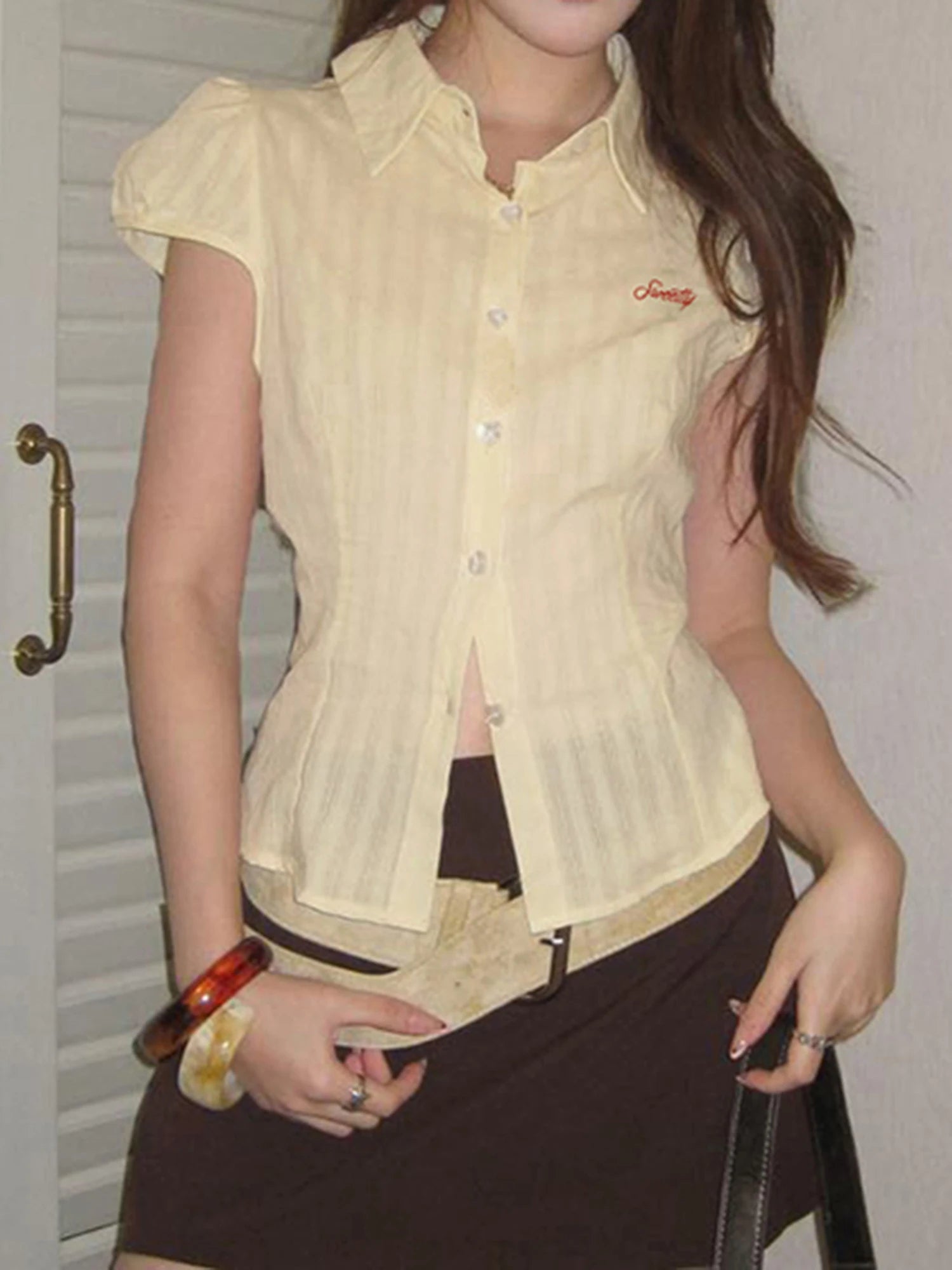 Embroidered Bow Shirt
